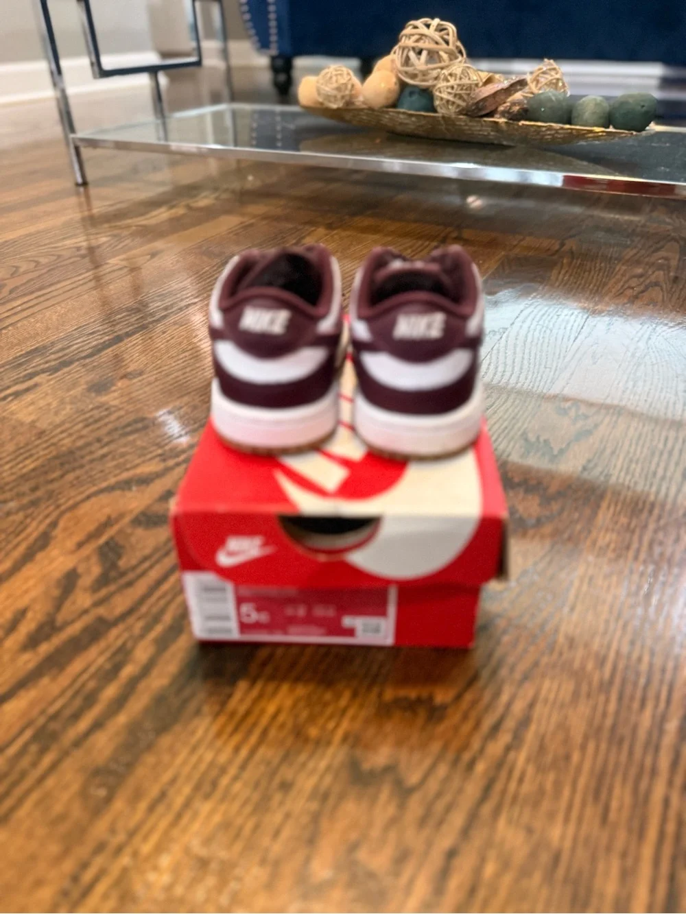 Nike Dunks Burgandy & White with bubble gum sole